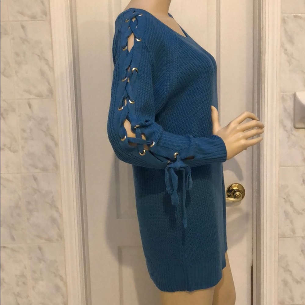 GIRLY & FLIRTY WINTER BLUE SWEATER DRESS - Picture 6 of 8